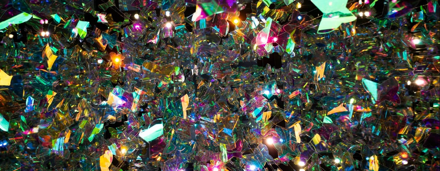 holographic glitter symbolising firefish's awards shortlists in quirks awards 2019