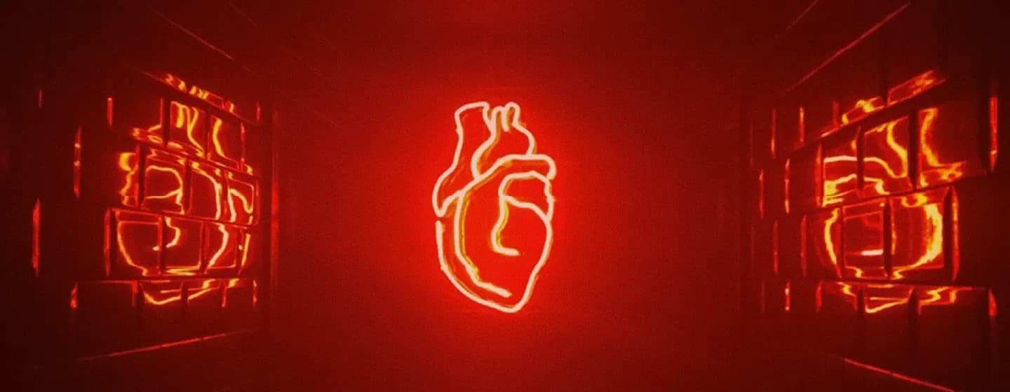 a neon sign of an anatomical heart, representing how AI can make market researchers more human